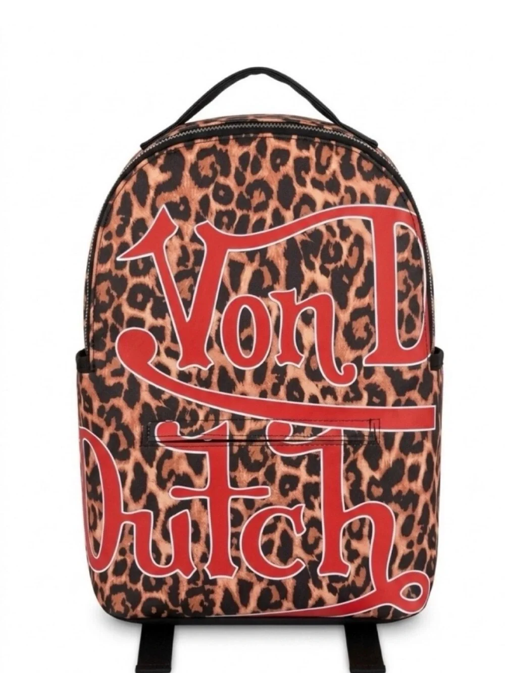 Von Dutch Large Leopard-Print Backpack in Brown, Black and Red Logo NWT